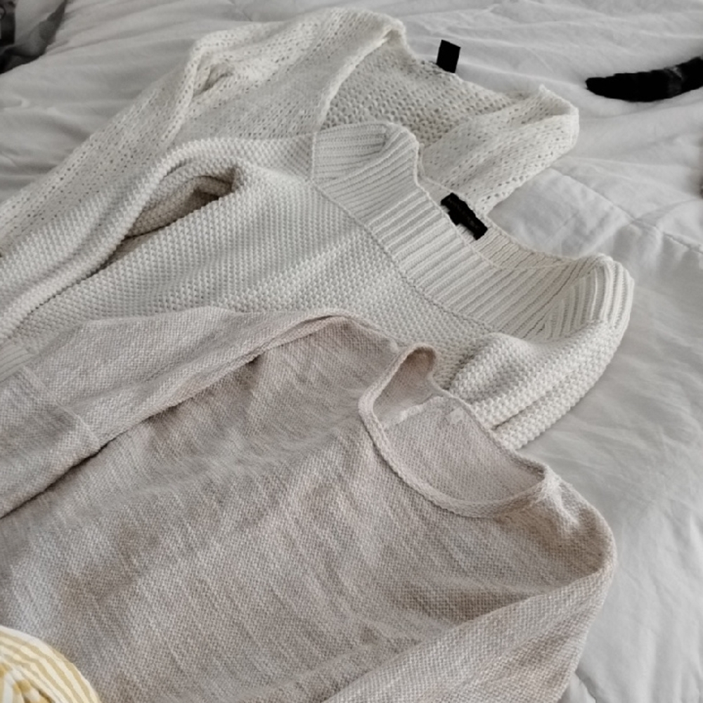White and Cream Crew Neck Sweaters